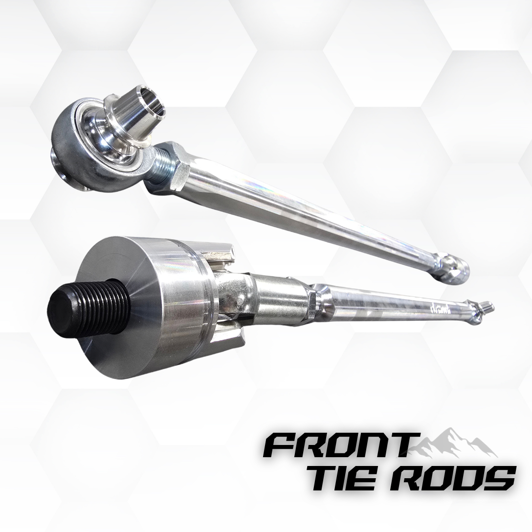 Front tie rods with hexagonal background.