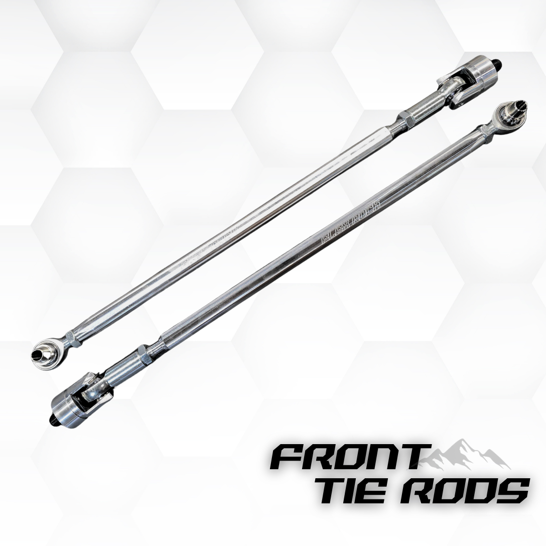 Front tie rods with hexagonal background.